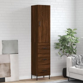 Aparador alto madera contrachapada roble marrón 34,5x34x180 cm de vidaXL, Aparadores - Ref: Foro24-3198864, Precio: 120,99 €,...