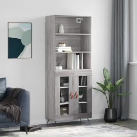 High sideboard sonoma gray plywood 69.5x34x180 cm by vidaXL, Sideboards - Ref: Foro24-3189291, Price: 144,99 €, Discount: %