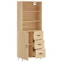 Aparador alto madera contrachapada color roble 69,5x34x180 cm de vidaXL, Aparadores - Ref: Foro24-3189416, Precio: 153,79 €, ...