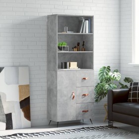 Concrete gray plywood tall sideboard 69.5x34x180 cm by vidaXL, Sideboards - Ref: Foro24-3189417, Price: 143,99 €, Discount: %