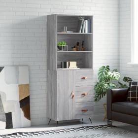 Aparador alto madera contrachapada gris sonoma 69,5x34x180 cm de vidaXL, Aparadores - Ref: Foro24-3189419, Precio: 150,99 €, ...