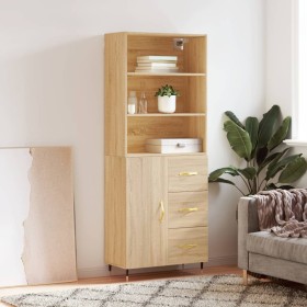 Tall plywood oak-colored highboard 69.5x34x180 cm by vidaXL, Sideboards - Ref: Foro24-3189424, Price: 151,99 €, Discount: %