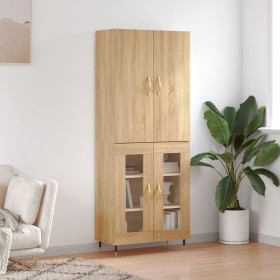 Aparador alto madera contrachapada color roble 69,5x34x180 cm de vidaXL, Aparadores - Ref: Foro24-3195718, Precio: 159,45 €, ...