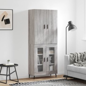 Aparador alto madera contrachapada gris sonoma 69,5x34x180 cm de vidaXL, Aparadores - Ref: Foro24-3195753, Precio: 152,99 €, ...