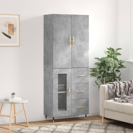 Concrete gray plywood tall sideboard 69.5x34x180 cm by vidaXL, Sideboards - Ref: Foro24-3195943, Price: 153,99 €, Discount: %