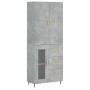 Aparador alto madera contrachapada gris hormigón 69,5x34x180 cm de vidaXL, Aparadores - Ref: Foro24-3195943, Precio: 153,27 €...