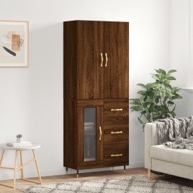 Tall oak brown plywood sideboard 69.5x34x180 cm by vidaXL, Sideboards - Ref: Foro24-3195946, Price: 160,12 €, Discount: %