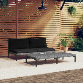 Garden furniture 3 pieces semicircular synthetic rattan dark gray by vidaXL, Modular outdoor sofas - Ref: Foro24-318605, Pric...