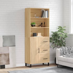 Tall plywood oak-colored highboard 69.5x34x180 cm by vidaXL, Sideboards - Ref: Foro24-3189472, Price: 166,28 €, Discount: %