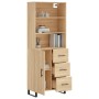 Tall plywood oak-colored highboard 69.5x34x180 cm by vidaXL, Sideboards - Ref: Foro24-3189472, Price: 162,99 €, Discount: %