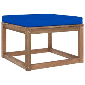 Garden stool footrest with blue cushion by vidaXL, Modular outdoor sofas - Ref: Foro24-3067270, Price: 56,99 €, Discount: %