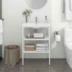 Estructura de lavabo de hierro blanco 59x38x83 cm de vidaXL, Tocadores de baño - Ref: Foro24-338485, Precio: 62,99 €, Descuen...