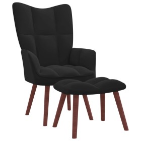 Sillón de relax con taburete terciopelo negro de vidaXL, Sillones - Ref: Foro24-328068, Precio: 116,75 €, Descuento: %