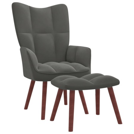 Sillón de relax con taburete terciopelo gris oscuro de vidaXL, Sillones - Ref: Foro24-328063, Precio: 116,32 €, Descuento: %