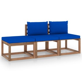 3-piece pallet garden set with impregnated pine wood cushions by vidaXL, Garden sets - Ref: Foro24-3067306, Price: 170,45 €, ...