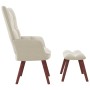 Sillón de relax con taburete terciopelo blanco crema de vidaXL, Sillones - Ref: Foro24-328071, Precio: 158,84 €, Descuento: %