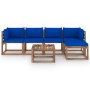 Garden furniture set 6 pieces with blue cushions by vidaXL, Garden sets - Ref: Foro24-3067402, Price: 341,11 €, Discount: %