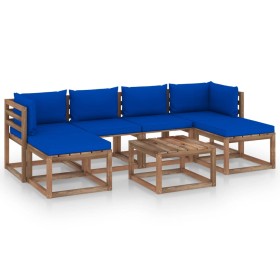 7-piece pallet garden furniture with impregnated wood cushions by vidaXL, Garden sets - Ref: Foro24-3067474, Price: 394,50 €,...