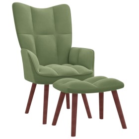 Sillón de relax con taburete de terciopelo verde claro de vidaXL, Sillones - Ref: Foro24-328065, Precio: 141,46 €, Descuento: %