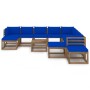 12-piece garden furniture set with blue cushions by vidaXL, Garden sets - Ref: Foro24-3067594, Price: 719,71 €, Discount: %