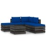 Garden furniture 6 pieces with gray impregnated wood cushions by vidaXL, Garden sets - Ref: Foro24-3068274, Price: 506,99 €, ...