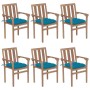 Stackable garden chairs 6 pcs solid teak wood with cushions by vidaXL, Garden chairs - Ref: Foro24-3073425, Price: 667,76 €, ...