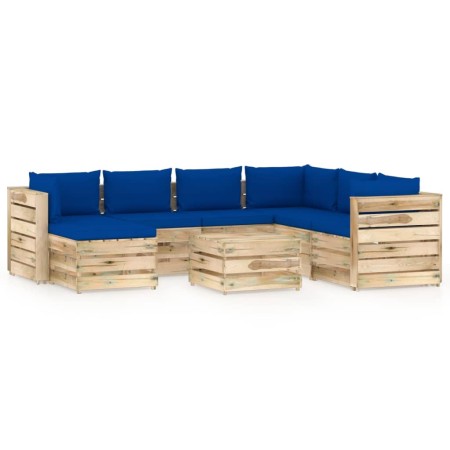 Garden furniture 8 pieces with green impregnated wood cushions by vidaXL, Garden sets - Ref: Foro24-3074781, Price: 836,78 €,...