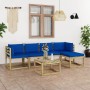 6-piece garden furniture set with impregnated wood cushions by vidaXL, Garden sets - Ref: Foro24-3065248, Price: 354,34 €, Di...