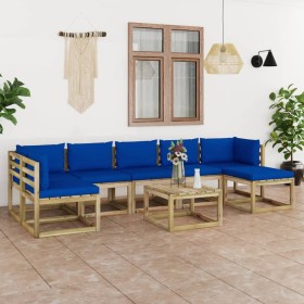 8-piece garden furniture set with impregnated wood cushions by vidaXL, Garden sets - Ref: Foro24-3065253, Price: 522,99 €, Di...