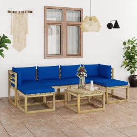 7-piece garden furniture set with impregnated wood cushions by vidaXL, Garden sets - Ref: Foro24-3065250, Price: 453,99 €, Di...