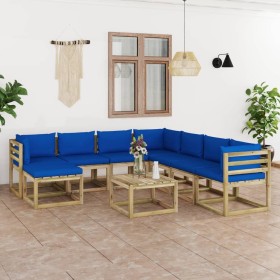 9-piece garden furniture set with impregnated wood cushions by vidaXL, Garden sets - Ref: Foro24-3065257, Price: 586,70 €, Di...