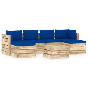 Garden furniture 7 pieces with green impregnated wood cushions by vidaXL, Garden sets - Ref: Foro24-3074721, Price: 672,99 €,...