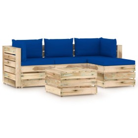 Garden furniture 5 pieces with green impregnated wood cushions by vidaXL, Garden sets - Ref: Foro24-3074637, Price: 543,99 €,...