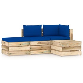 Gartenmöbel 4-teilig mit grün imprägnierten Holzkissen von vidaXL, Gartensets - Ref: Foro24-3074601, Preis: 336,99 €, Rabatt: %