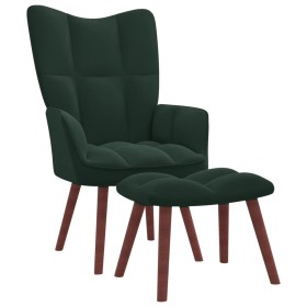 Sillón de relax con taburete terciopelo verde oscuro de vidaXL, Sillones - Ref: Foro24-328064, Precio: 123,99 €, Descuento: %