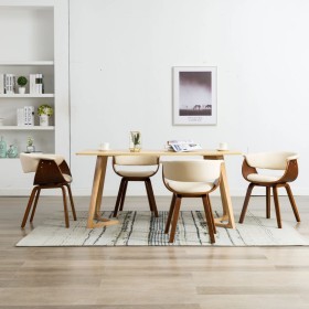 Dining chairs 4 pcs curved wood and cream synthetic leather by vidaXL, dining chairs - Ref: Foro24-278725, Price: 588,05 €, D...