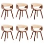 Dining chairs 6 pcs curved wood and cream synthetic leather by vidaXL, dining chairs - Ref: Foro24-278726, Price: 924,10 €, D...