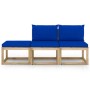 3-piece garden furniture set with blue cushions by vidaXL, Garden sets - Ref: Foro24-3065236, Price: 179,29 €, Discount: %