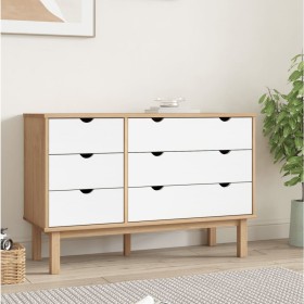 Cajonera OTTA madera maciza pino marrón y blanco 111x43x73,5 cm de vidaXL, Cajoneras - Ref: Foro24-348587, Precio: 174,09 €, ...