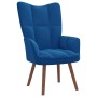 Sillón de relax con taburete terciopelo azul de vidaXL, Sillones - Ref: Foro24-328072, Precio: 123,99 €, Descuento: %