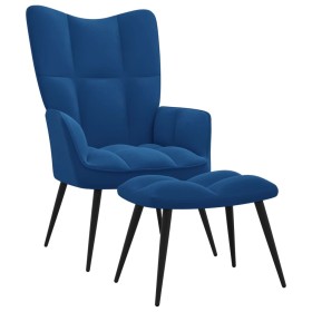 Silla de relajación con reposapiés terciopelo azul de vidaXL, Sillones - Ref: Foro24-328094, Precio: 128,07 €, Descuento: %