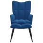 Silla de relajación con reposapiés terciopelo azul de vidaXL, Sillones - Ref: Foro24-328094, Precio: 142,11 €, Descuento: %