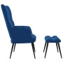 Silla de relajación con reposapiés terciopelo azul de vidaXL, Sillones - Ref: Foro24-328094, Precio: 142,11 €, Descuento: %