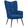 Silla de relajación con reposapiés terciopelo azul de vidaXL, Sillones - Ref: Foro24-328094, Precio: 142,11 €, Descuento: %