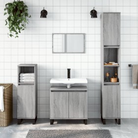 Sonoma gray plywood 3-piece bathroom furniture set by vidaXL, Bathroom furniture - Ref: Foro24-3187803, Price: 184,28 €, Disc...