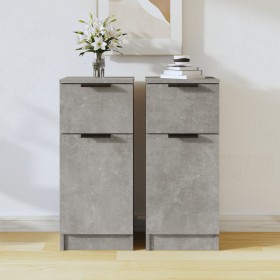 Aparador 2 uds madera contrachapada gris hormigón 30x30x70 cm de vidaXL, Aparadores - Ref: Foro24-811124, Precio: 97,04 €, De...