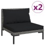 Garden furniture 3 pieces semicircular synthetic rattan dark gray by vidaXL, Modular outdoor sofas - Ref: Foro24-318607, Pric...