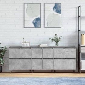 Sideboards 3 units concrete gray plywood by vidaXL, Sideboards - Ref: Foro24-3190201, Price: 188,38 €, Discount: %