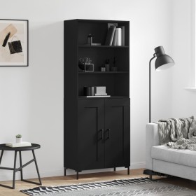 Aparador alto madera contrachapada negro 69,5x34x180 cm de vidaXL, Aparadores - Ref: Foro24-3189958, Precio: 138,99 €, Descue...