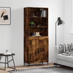 Aparador alto madera contrachapada roble ahumado 69,5x34x180 cm de vidaXL, Aparadores - Ref: Foro24-3189962, Precio: 128,99 €...